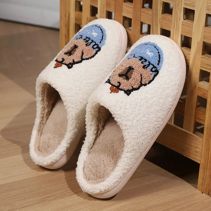 Smile PoP Cute Women Slippers Indoor Fuzzy Women House Slippers Classic Cartoon Casual Home Shoes Warm Bedroom  Animals Shoes