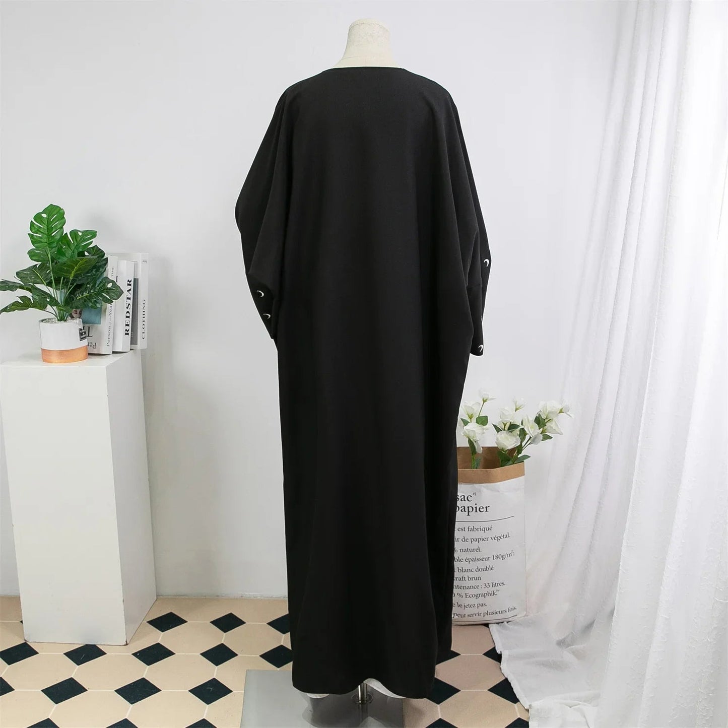 Muslimische Abayas lose Kaftan Frauen islamische Kleidung Mond Stickerei offene Front Abaya Langarm Maxi Länge Kleid Frauen Jilbabs.