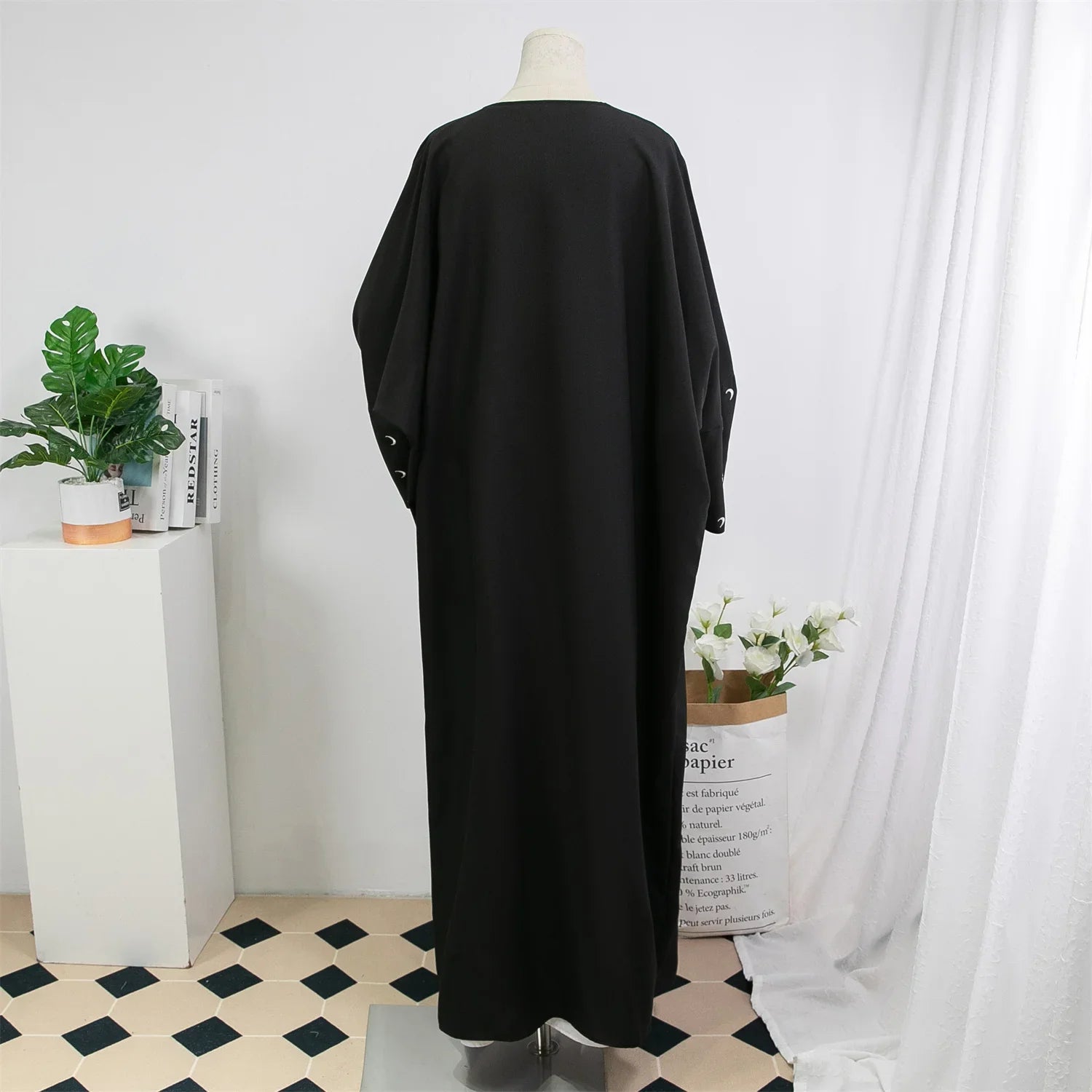 Muslimische Abayas lose Kaftan Frauen islamische Kleidung Mond Stickerei offene Front Abaya Langarm Maxi Länge Kleid Frauen Jilbabs.