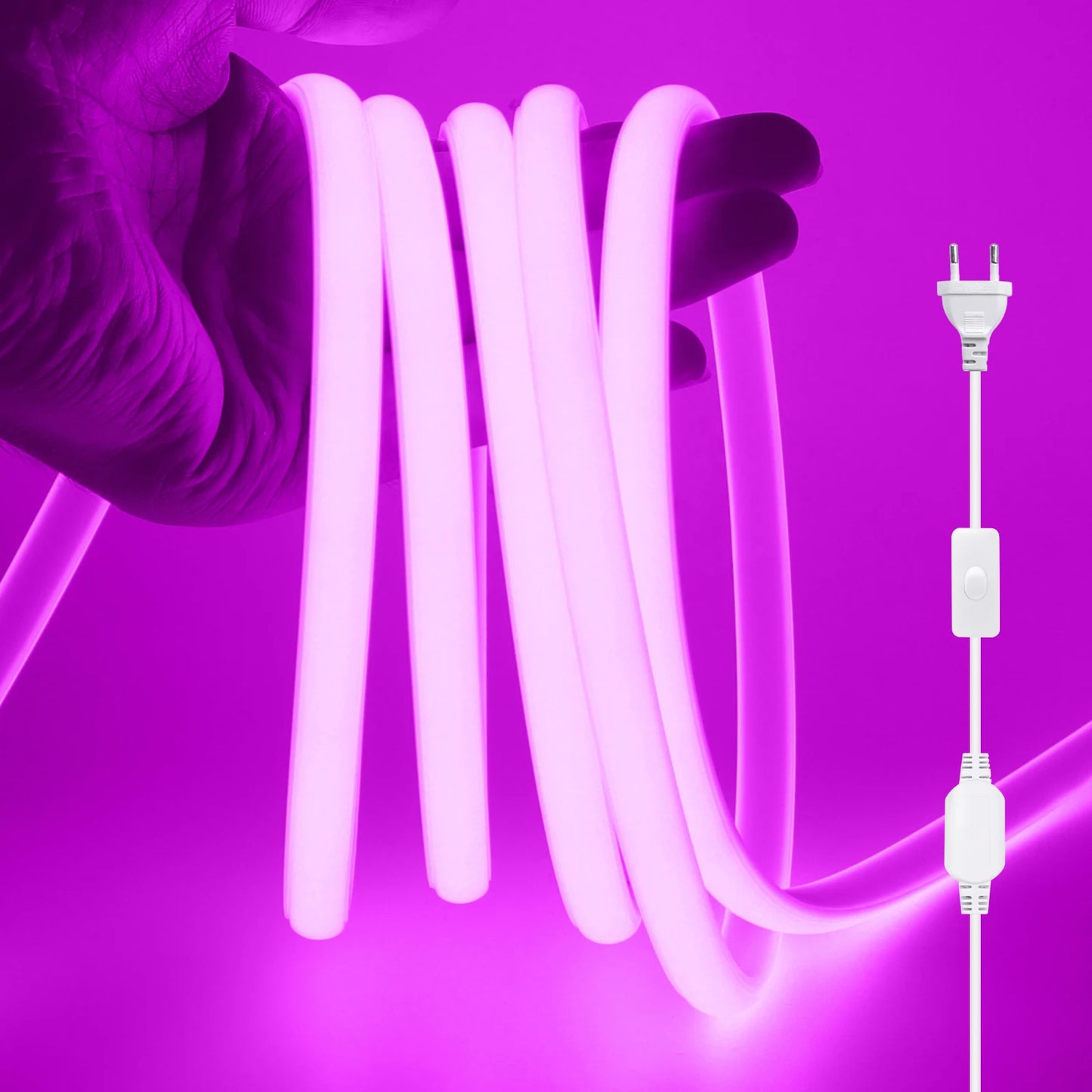 220V COB LED Light Strip Waterproof With EU Plug Red/Blue/Pink/Green Home Outdoor Garden Lighting Flex Silicone Tube Neon Lamp