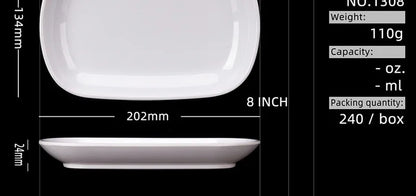 Rectangle Melamine Breakfast Plate Meal Dish Trays Imitation Porcelain Dessret Snack Dishes to Eat Kitchen Tableware 8-10 Inch.