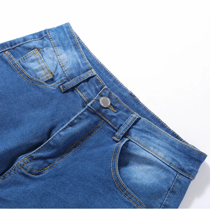 Street Slim Women's Blue Pencil Denim Pants Women Zipper Pockets Lady Jeans 2025 Autumn Lady Casual Street Trouser.