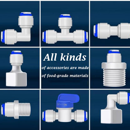 5PCS 3/8" Ball Valve Tees 1/4" OD Elbow Quick Connect Push In to Connect for RO Water Reverse Osmosis System Water Tube Fitting