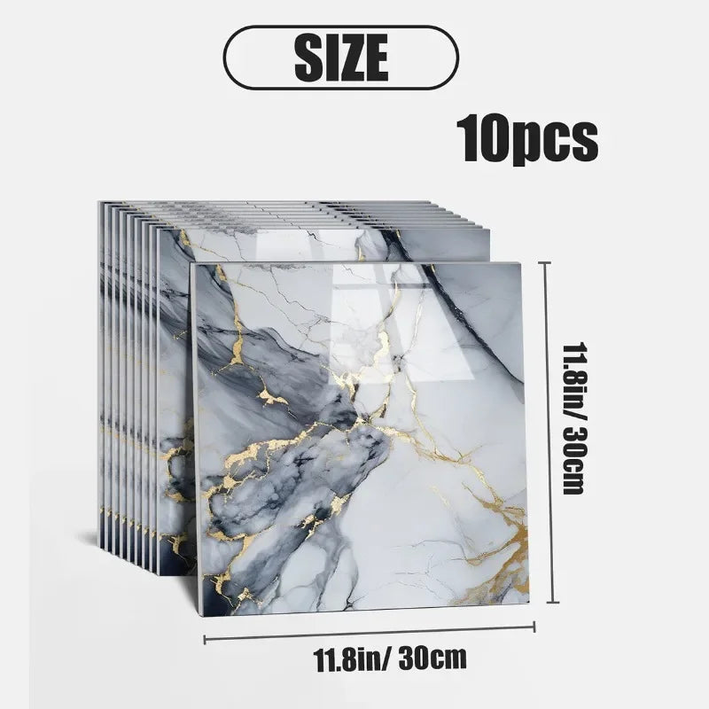 10PCS 30X30CM  Marble Gold 3D Wall Sticker Self Adhesive Tile Stickers Waterproof Oil Home Kitchen Bathroom Floor Sticker