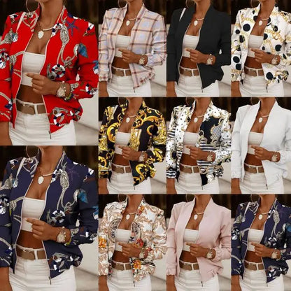 Mode Frauen Jacken Dünne Kurze Mäntel Herbst Vintage Print Lange Sleeve Zipper Dünne Jacke 2024 Casual Oberbekleidung Weibliche Jacke.