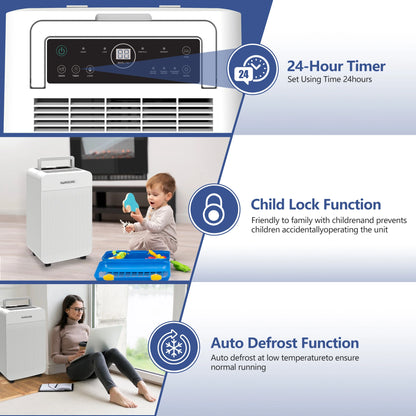 HUMSURE Electric Dehumidifier 25L/24H, Dehumidifier Basement Rooms with 5.5 Litre Water Tank, Timer, Automatic Defrosting.