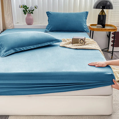 1PC solid color bed cap anti-slip protective cover dust covered sheet.