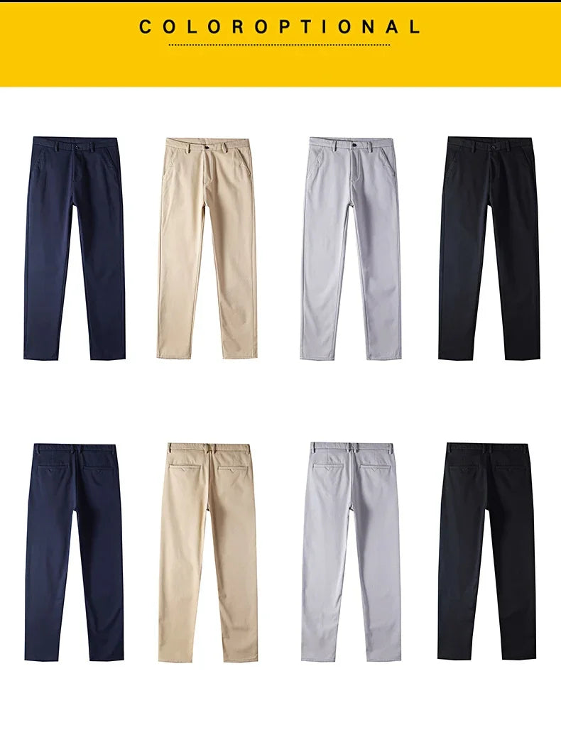 Winter Casual Men Classic Style Business Warm Plush Trousers Regular Thick Fur Pants Male Fleece Elastic Straight Formal Pants.