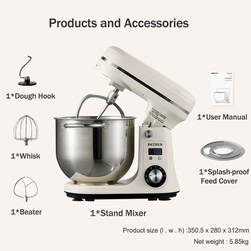 Petrus Stand Mixer Multifunctional Food Processor Heavy Duty Intelligent Kitchen Blender 800W 6L PE4633.