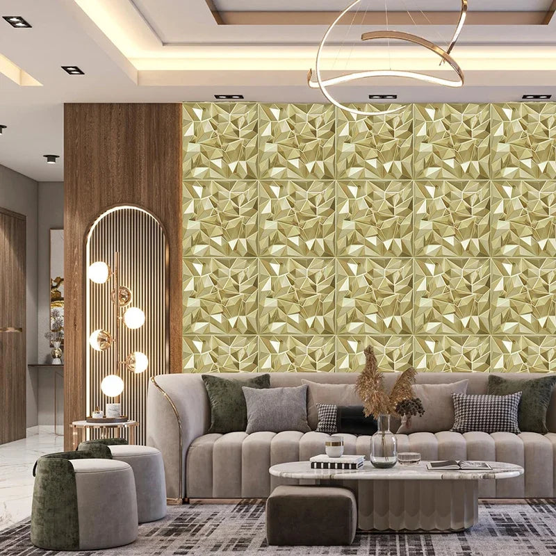 10pcs Diamond Design Decorated 3D Wallpanel, 30cmx30cm Matte White/Black/Golden, Diy Home Decoration Wallboard Wall stickers