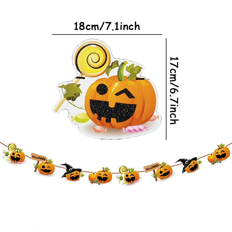 1set Halloween Banner Geist Fledermaus Kürbis Papier Banner Party Favors Kinder Zimmer Tür Wand Fenster Aufhänger Baby Schule Ornament de.