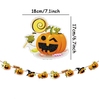 1set Halloween Banner Geist Fledermaus Kürbis Papier Banner Party Favors Kinder Zimmer Tür Wand Fenster Aufhänger Baby Schule Ornament de.