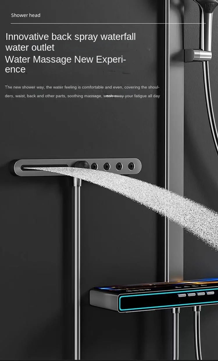 Bluetooth Music Digital Bathroom Shower System Ambient Lighting thermostatic Digital Bathroom Shower Set Faucets Accessories