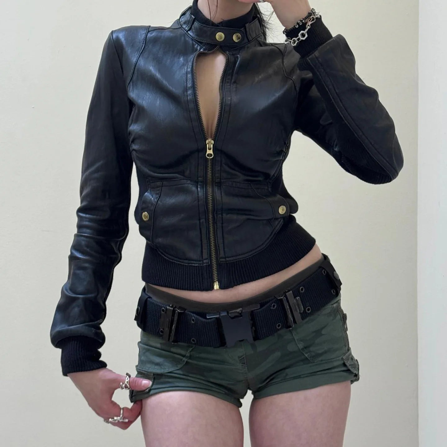 AltGoth Harajuku Streetwear Pu Leder Jacke Mall Gothic Cyber Punk Rollkragen Crop Mäntel Hipster Dark Grunge Rave Outfit Femme.