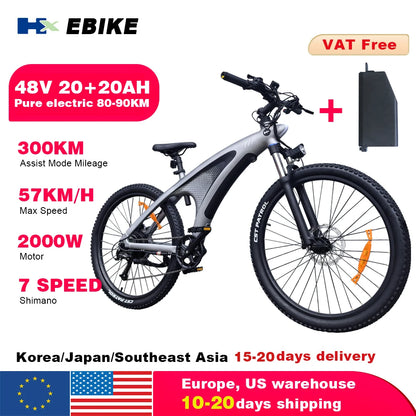 HX Q5 Ebikes 2000W Adults Electric Bike Bicycle 2000W 48V 20AH 27.5 Inch Off-Road Tire Electric E Bikes Mountain Ebike