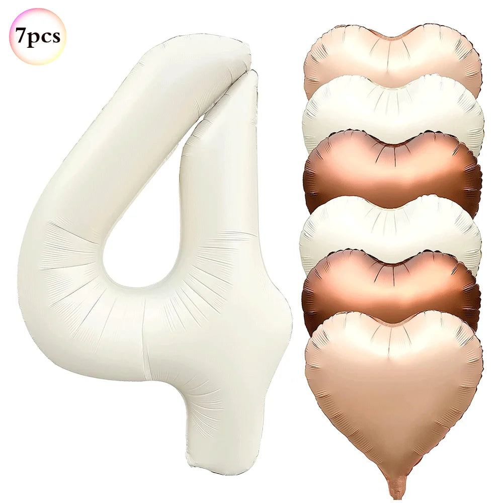 40in Cream Big Number Balloon 18in Three Color Love Foil Helium Balloons Aldult Birthday Set Boys Girls 1st Birthday Decorations