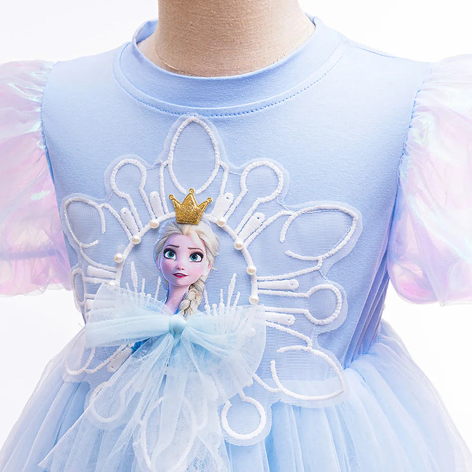 Mädchen Schneekönigin Spitze Schleife Prinzessin Kleid Elsa Cosplay Disney Performance Kleidung Kinder Halloween Karneval Party Fee Outfits.