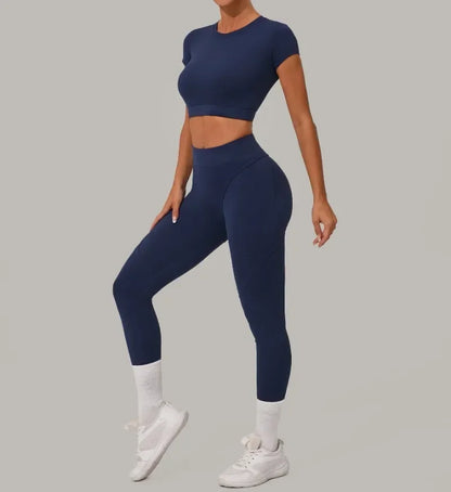 Seamless Yoga Sets Sports Fitness High Waist Hip Lift Tight Breathable Tracksuit Workout Clothing Gym Leggings Suit for Women