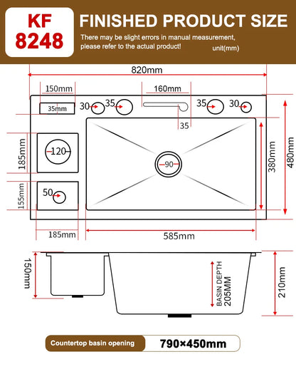 New Stainless Steel Waterfall Kitchen Sink  Large Single Slot Many Different Styles of Sinks Multifunctional Wash Bowl