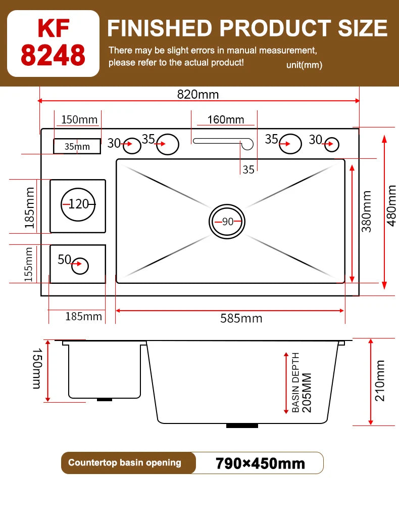 Stainless Steel Waterfall Kitchen Sink Extra Large Single Slot Multifunctional Sinks Digital Display Dishwashing Basin
