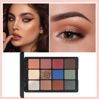 12-Color Glitter Eyeshadow Palette- Highly Pigmented,Long-Lasting Diamond Metal and Matte Shades for a Dazzling Eye Makeup Look.
