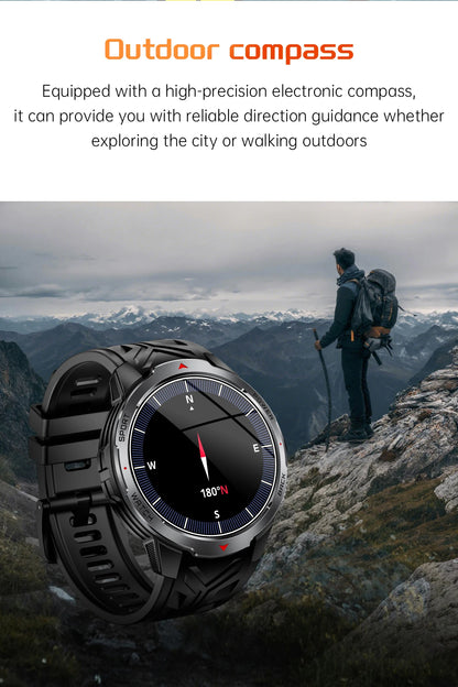 LIGE New 1100mAh Battery Smart Watches For Man Outdoor Sport LED Flashlight Compass Men’s Smartwatch Bluetooth Call Men Watches.