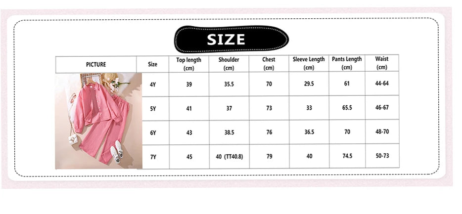 Girls Sets 4-16 Years Shirt Long-Sleeved Coat + Loose Casual Long Pants For Girls Korean Style Suits Summer Fashion Clothes Sets.