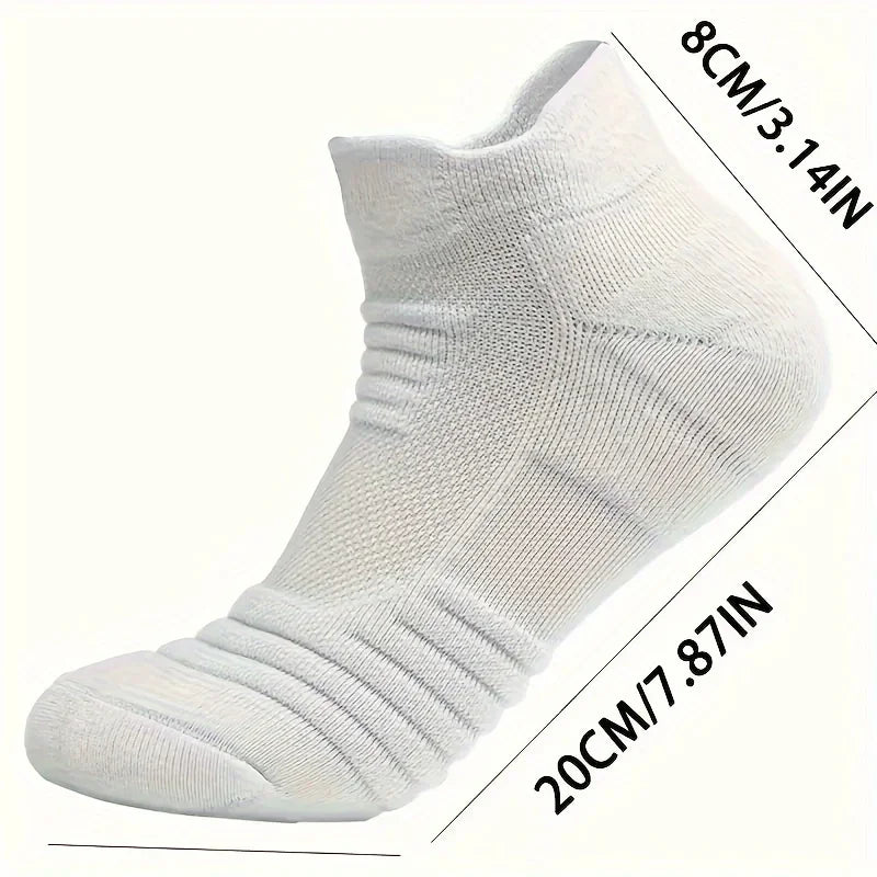 6/3/1 Pairs New Men Sports Running Fitness Flight Short Tube Socks Women's Towel Bottom Basketball Socks Solid Color Black Socks.