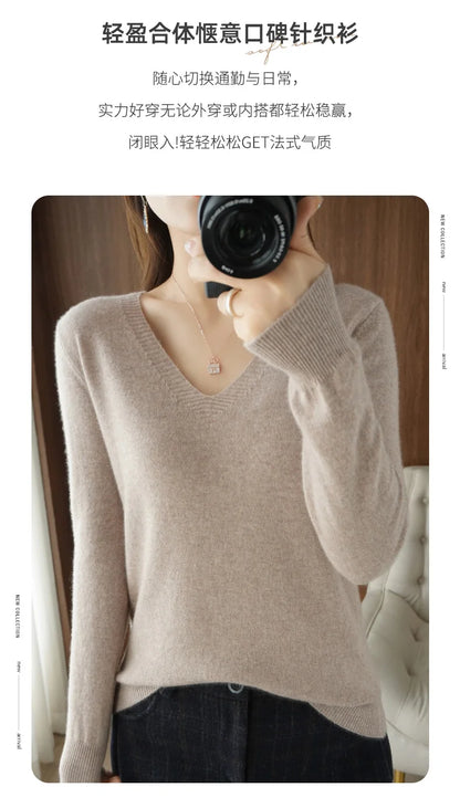 Neue Kaschmir frauen V-ausschnitt Pullover Spitze Neck Aushöhlen Design Beiläufige Gestrickte Lange Hülse frauen Pullover Herbst Und winter.