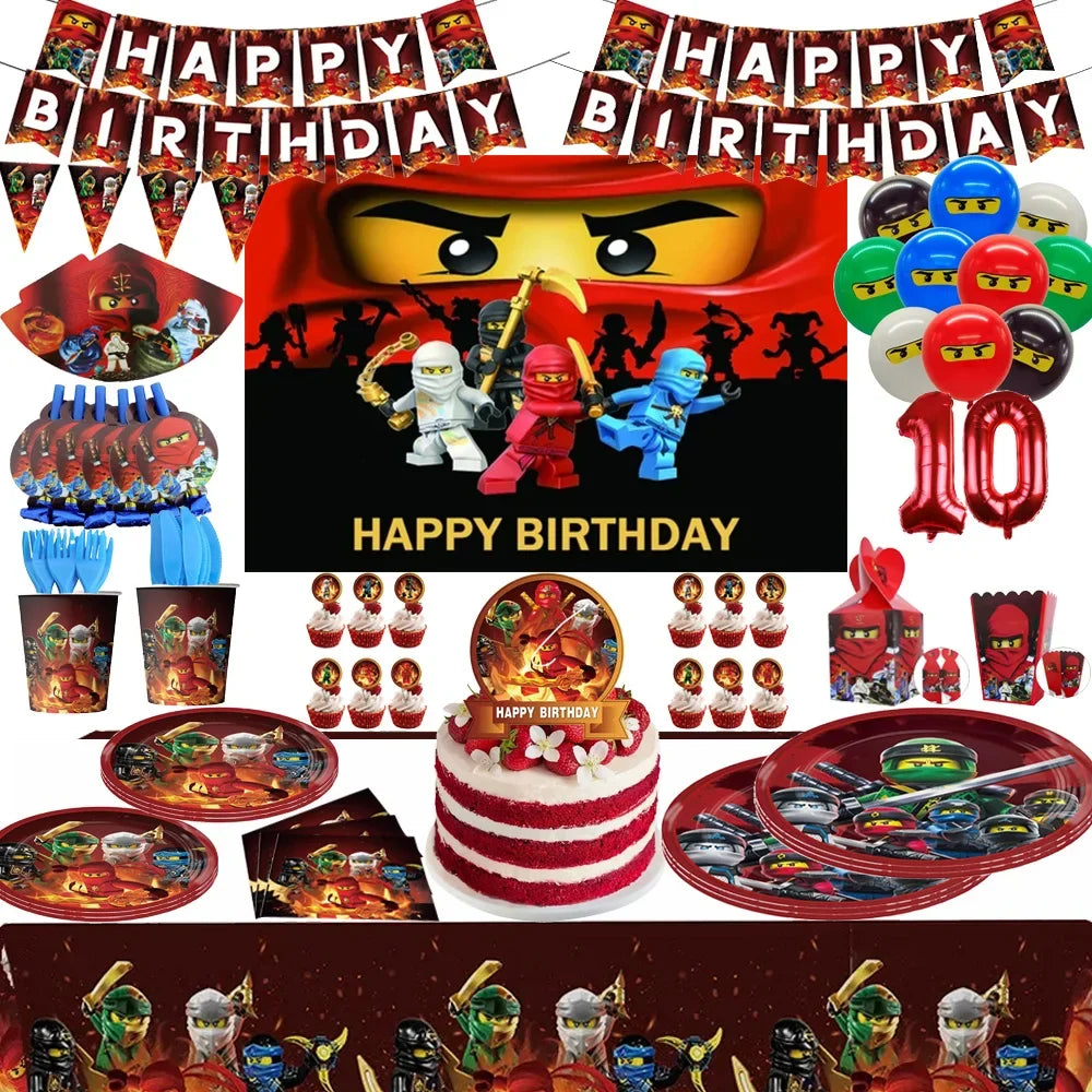 Neue Ninja Geburtstag Dekoration Supplie Ballon Geschirr Cartoon Banner Hintergrund Kuchen Dekoration Party Supplie Baby Dusche geschenk.