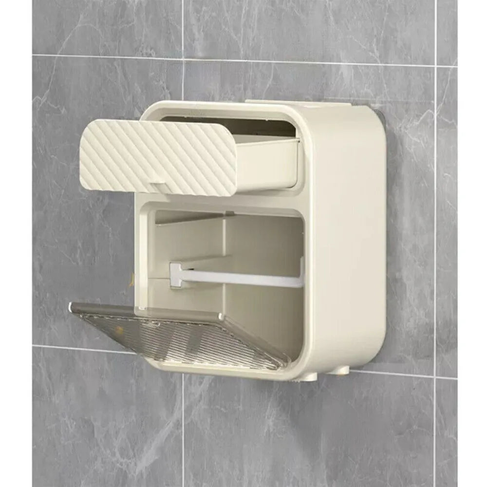 Doppelschichtiger Toilettenpapierhalter zur Wandmontage, ohne Bohren, für Badezimmer, Seidenrollenspender, Aufbewahrungsbox, Badezimmerzubehör
