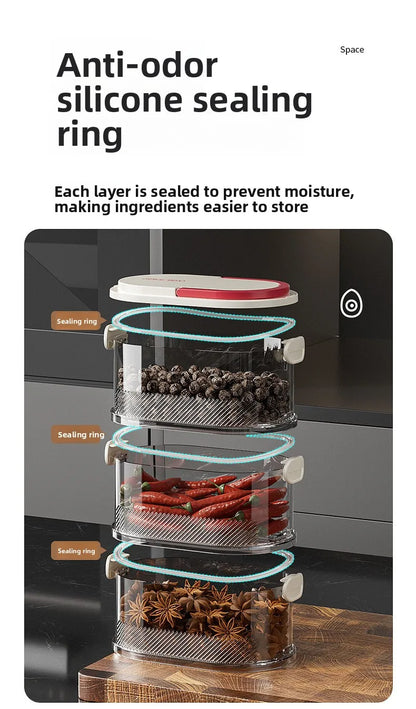 Portable Storage Box Onion Ginger and Garlic Seasoning Jar Can Be Stacked Sealed Storage Jar Packaging Fresh-keeping Box.