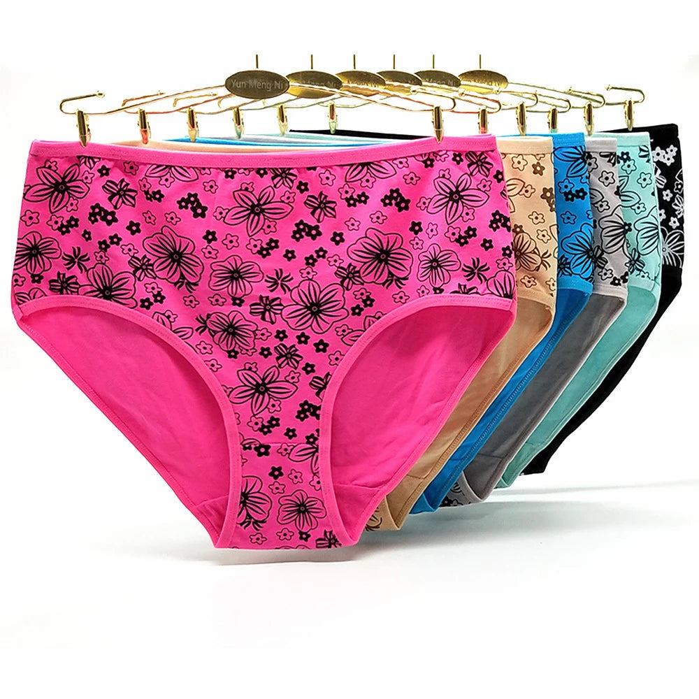 Underwear Women Panties Cotton Mid Rise Butterfly Soft Sexy Briefs Ladies Knickers Plus Size for Women 3 Pcs/lot