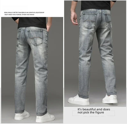 Csmor Lee Men's Jean Autumn Winter Loose-fit Straight-leg Trendy Pants Casual Denim Trousers Men Classic Stretch Jeans Fashion.