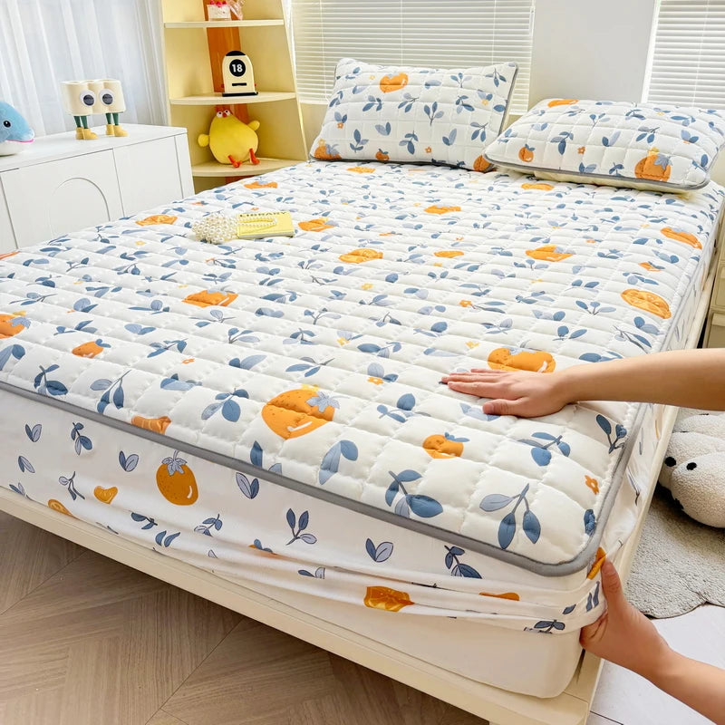Thick Mattress Cover Cartoon Style Bedspread Quilted Bed Cover for Home Adults Kids Bed Linen fundas de colchón (No Pillowcase).