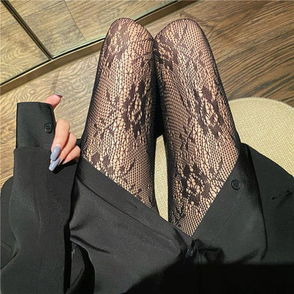 Japanese Lolita Retro Floral Rattan White Stocking Hot Tights Classic Lolita Hollowed Out Lace Mesh Stockings Bottomed Pantyhose