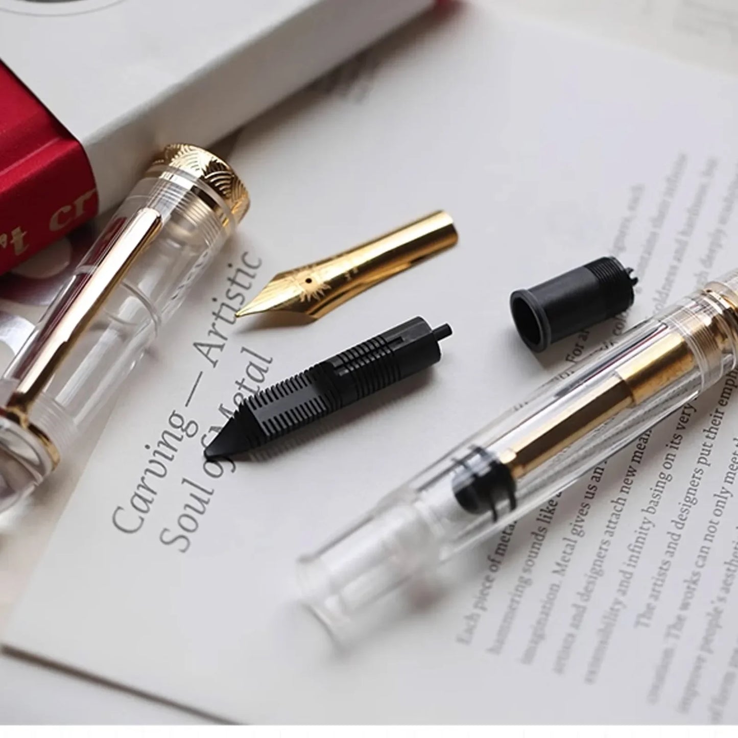 MAJOHN Nr. 8 40-Feder-Acryl-Füllfederhalter P140, groß, transparent, für Erwachsene, Studenten, Farbtinte, großes Fassungsvermögen, Stift zum Schreiben von Schreibwaren.