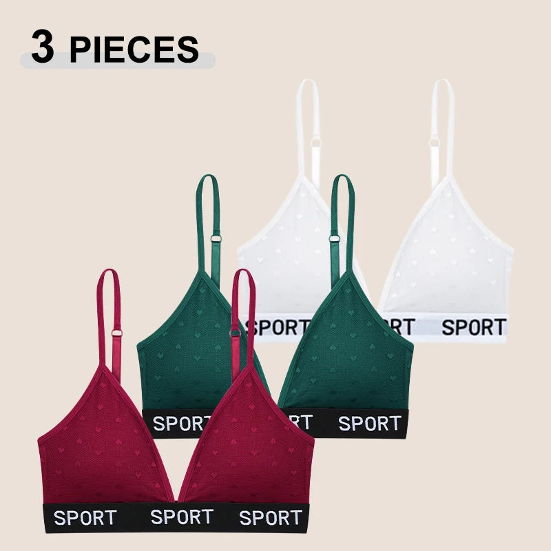 3Pcs/Set Women's Sexy Lace Bras Seamless Letter Deep V Adjusted-Straps Underwear Fashion Cozy Breathable Intimate Lingerie 2025.
