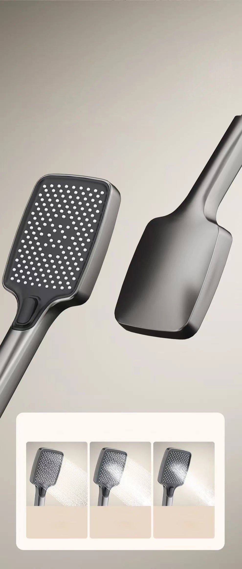 Bathroom Shower System Brass Mirror Surface Temperature-Controlled for Bathtub Faucet with Digital Display, LED Strip