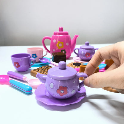 Tea Set For Little Girls, Tea Party Set, Tea Set For Toddlers Including Kettle, Cookies, Kids Play Food, Tea Party Accessories T.
