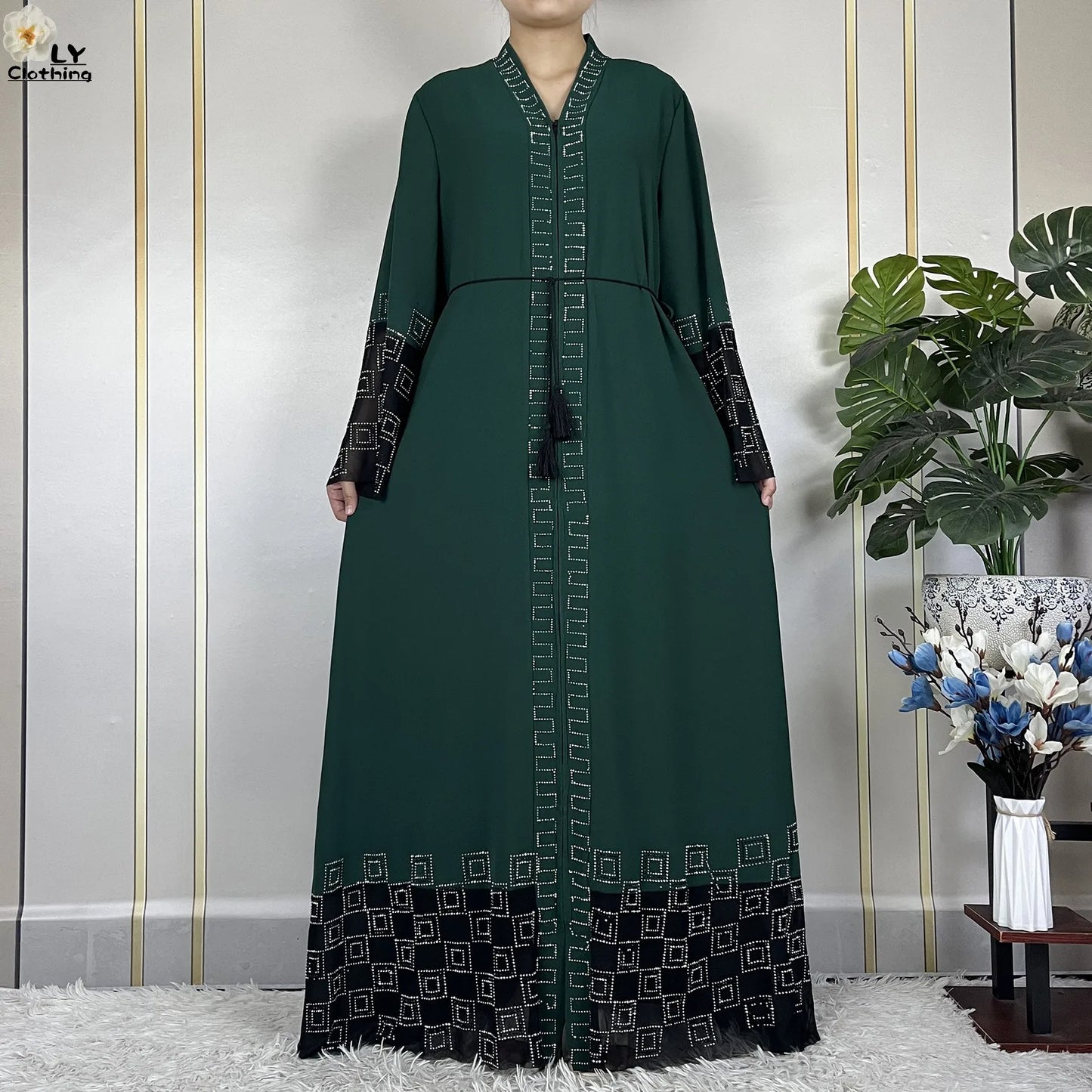 2024 For Women Elegant Dresses Dubai Party Outfits Long Sleeved Chiffon Dashiki Muslim Women Robe Open African Abaya Clothing.