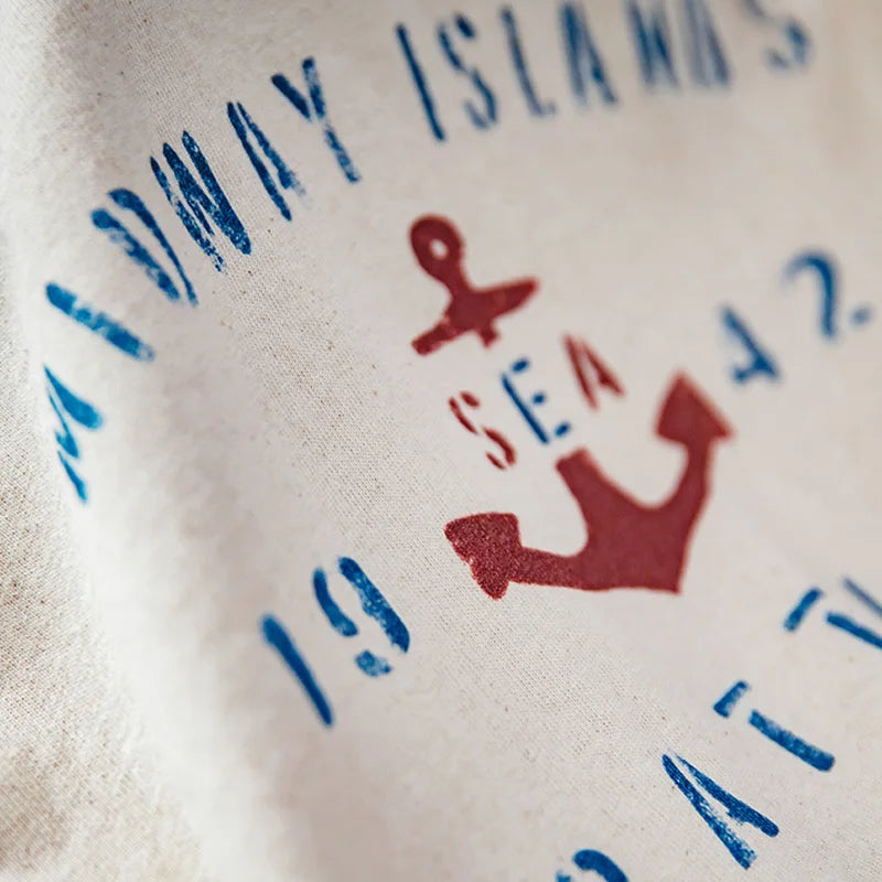 Maden Vintage Letter Print Cotton Short Sleeve T-Shirt Men's Summer Loose Fit Ribbed Crew Neck Tee Casual Street Tops for Daily.