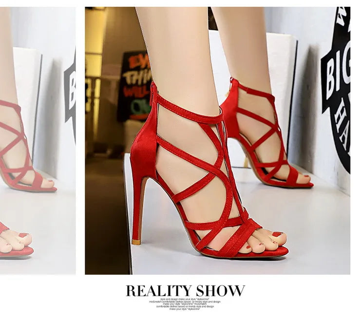 BIGTREE Shoes Roman Style High Heels Woman Pumps Stiletto Heels 11 Cm Women Heels Sexy Party Shoes Hollow Out Women Sandals 2025.