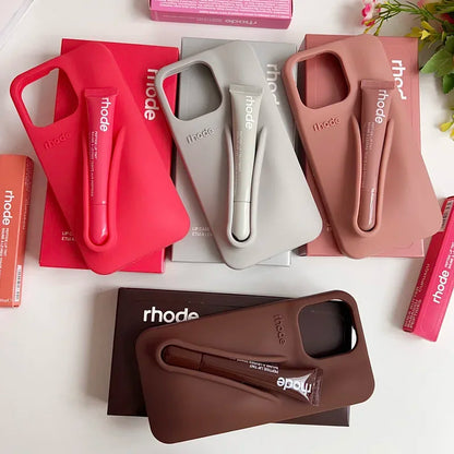 With Lip Gloss Full Set Case for IPhone 17/16/15/14/15/14/13/12/11Pro Max Plus Air Lipstick Silicone Toast Espresso Ribbon Box.