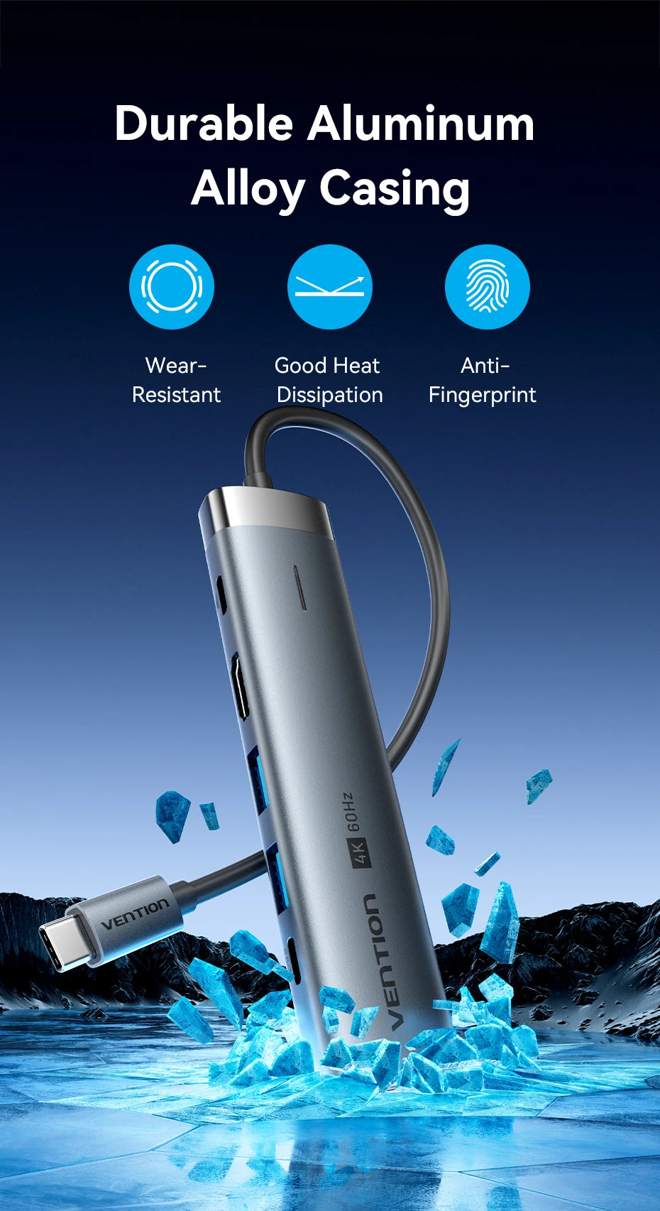 Vention USB C HUB Type C to HDMI 4K60Hz RJ45 PD 100W Adapter For Macbook iPad Pro Air M2 M1 Sumsang PC Accessories USB 3.0 HUB.