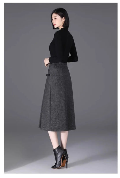 2025 Autumn New All-match Fashionable High Waist A-line Skirt Women Clothes Office Lady Simplicity Irregular Slim Skirts Ladies