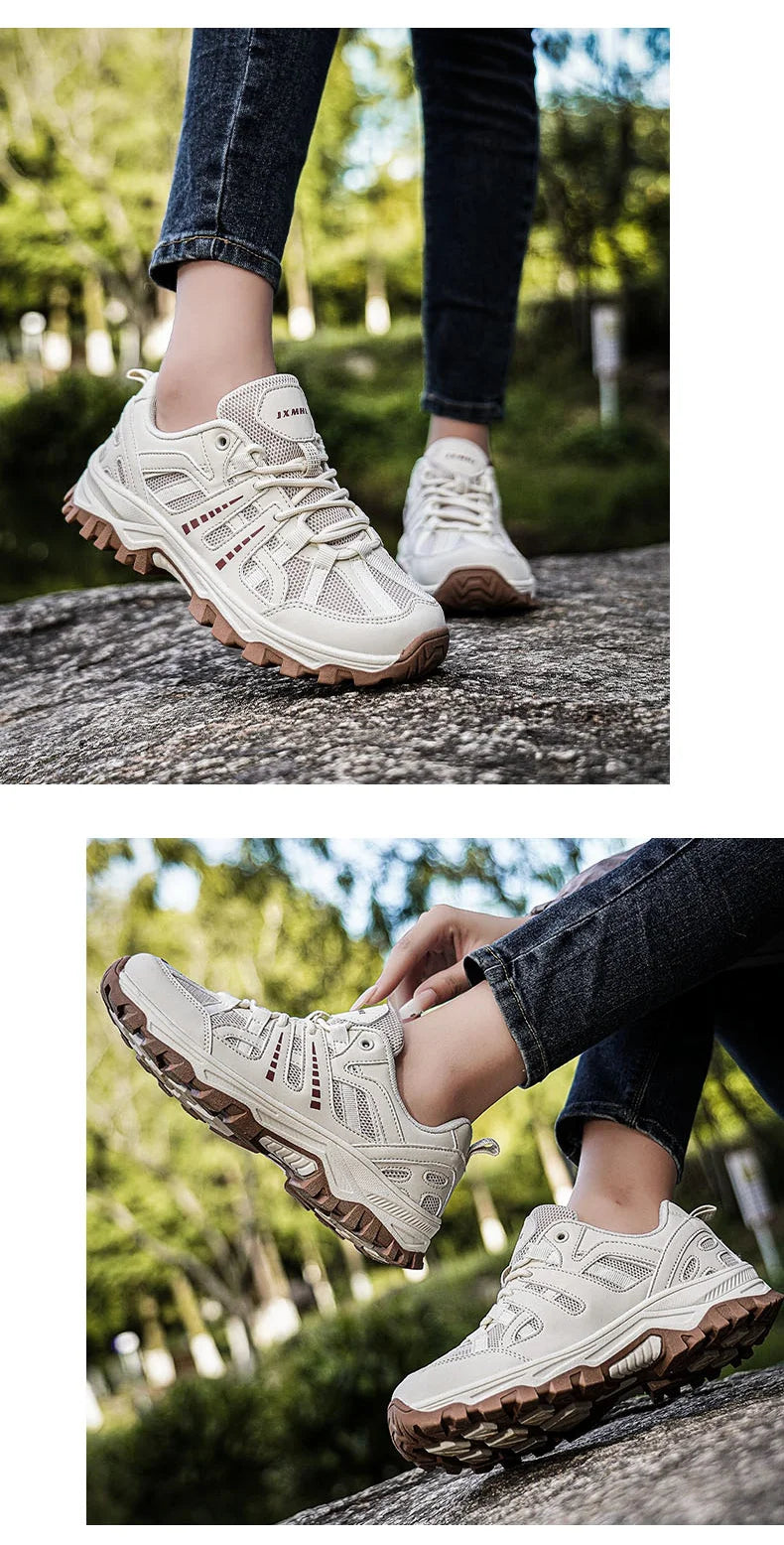 Men‘s Waterproof Hiking Shoes Outdoor Trainers Lace-up Climbing Shoes Women Trekking Sneakers Anti-slip  Tactical Sneaker