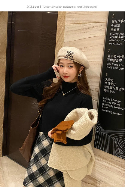 Women's Turtleneck Sweater Winter 2025 Retro with Velvet Lining Thickened Inner Wear Thermal Knitting Bottoming Shirt Pullovers