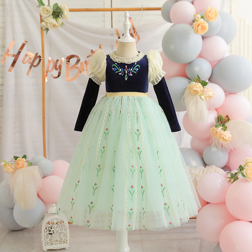 Ärmelloses, bauschiges Prinzessinnenkleid für Mädchen, Blumenstickerei, Schleife, Farbblock, geschichteter Saum, Tüll-Tutu-Kleid, Performance-Kleid, Hochzeit.