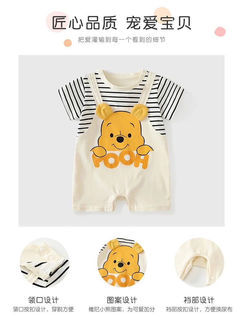Neugeborene Kleidung Cartoon Winnie the Pooh Bequemer und weicher Sommer Jungen und Mädchen 0-24 Kurzarm Baby Overall.